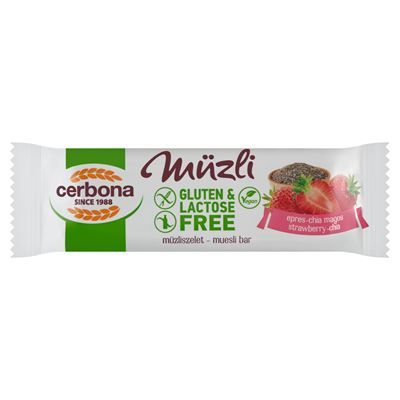 Cerbona gluténmentes, laktózmentes epres-chia magos müzliszelet 35 g