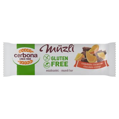 Cerbona gluténmentes csokoládés-narancsos müzliszelet kakaós bevonó talppal 35 g