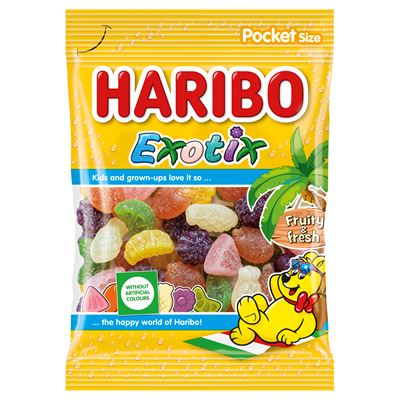 Haribo Exotix Savanyú Gyümölcsízű Kandírozott Gumicukorka 80 g