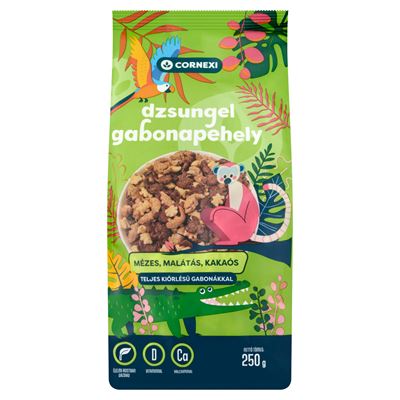 Cornexi Dzsungel Mézes, Malátás, Kakaós Gabonapehely Teljes Kiőrlésű Gabonával, Kalciummal És D-vitaminnal 250 g