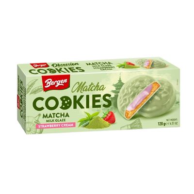 Bergen keksz MATCHA epres krémes keksz matcha ízű krémmel 128g