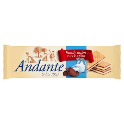 Andante kakaós-csokoládés és tejes krémmel töltött ostya 130 g