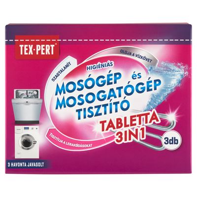 Texpert Tex-Pert 3in1 higiéniás mosógép és mosogatógép tisztító tabletta 3 x 20 g (60 g)