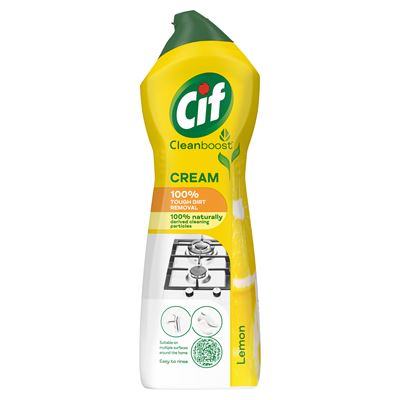 Cif Cleanboost Súrolókrém Makacs Szennyeződésekre Lemon 750 ml