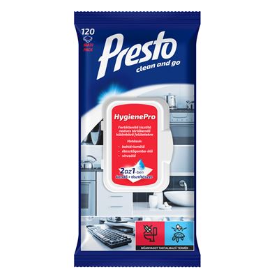 Presto HygienePro Antibakteriális tisztító nedves törlőkendő 120 db