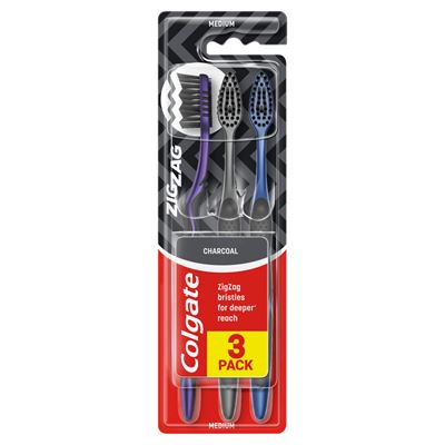 Colgate Zig Zag Charcoal közepes fogkefe 3 db