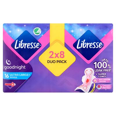 Libresse Goodnight Ultra Large szárnyas egészségügyi betét, éjszakai használatra 16 db