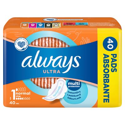 always Ultra Nap Egészségügyi Betét, Normal (1-es méret) Szárnyas betét 40 db