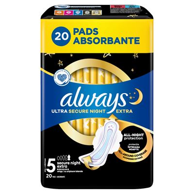 always Ultra Secure Night Szárnyas Egészségügyi Betét (4-Es), 20 Betét