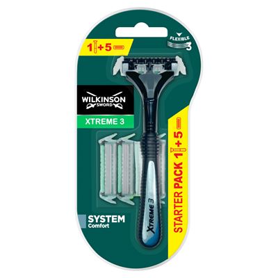 WILKINSON SWORD Xtreme3 cserélhető fejes borotva 3 rugalmas pengével + 5 borotvabetét