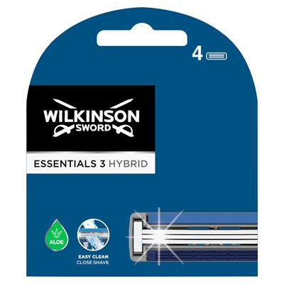 WILKINSON SWORD Essentials 3 Hybrid hárompengés borotvabetét krémezőcsíkkal 4 db