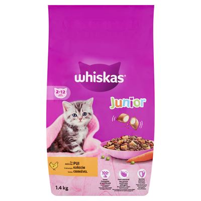 whiskas Junior teljes értékű szárazeledel kölyökmacskáknak csirkével 1,4 kg