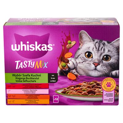 whiskas Tasty Mix teljes értékű nedves eledel felnőtt macskáknak 12 x 85 g (1,02 kg)