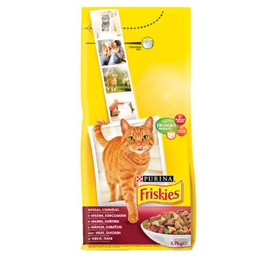 Friskies Purina marhával, csirkével és zöldségekkel száraz macskaeledel 1,7 kg