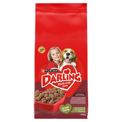 DARLING teljes értékű állateledel felnőtt kutyák számára marha és csirke ízletes keverékével 15 kg