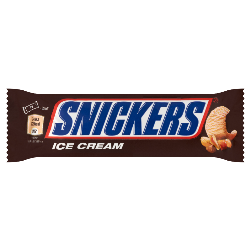Snickers földimogyorós-karamellás tejjégkrém szelet kakaós bevonattal 53 ml