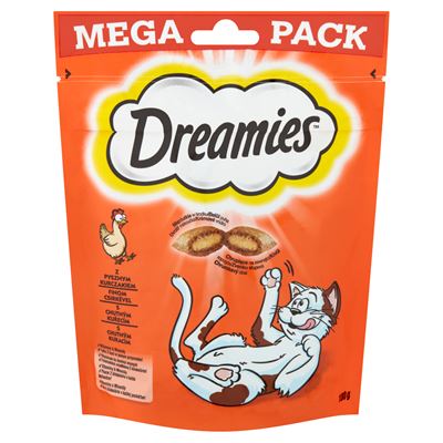 Dreamies kiegészítő macskaeledel csirkével felnőtt macskáknak & 8 hetesnél idősebb kölyköknek 180 g