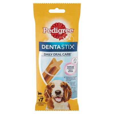 Pedigree DentaStix kiegészítő állateledel 10-25 kg-os, 4 hónapnál idősebb kutyák számára 7 db 180 g