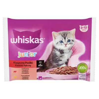 whiskas Junior Klasszikus Ételek teljes értékű nedves eledel kölyökmacskáknak 4 x 85 g (340 g)