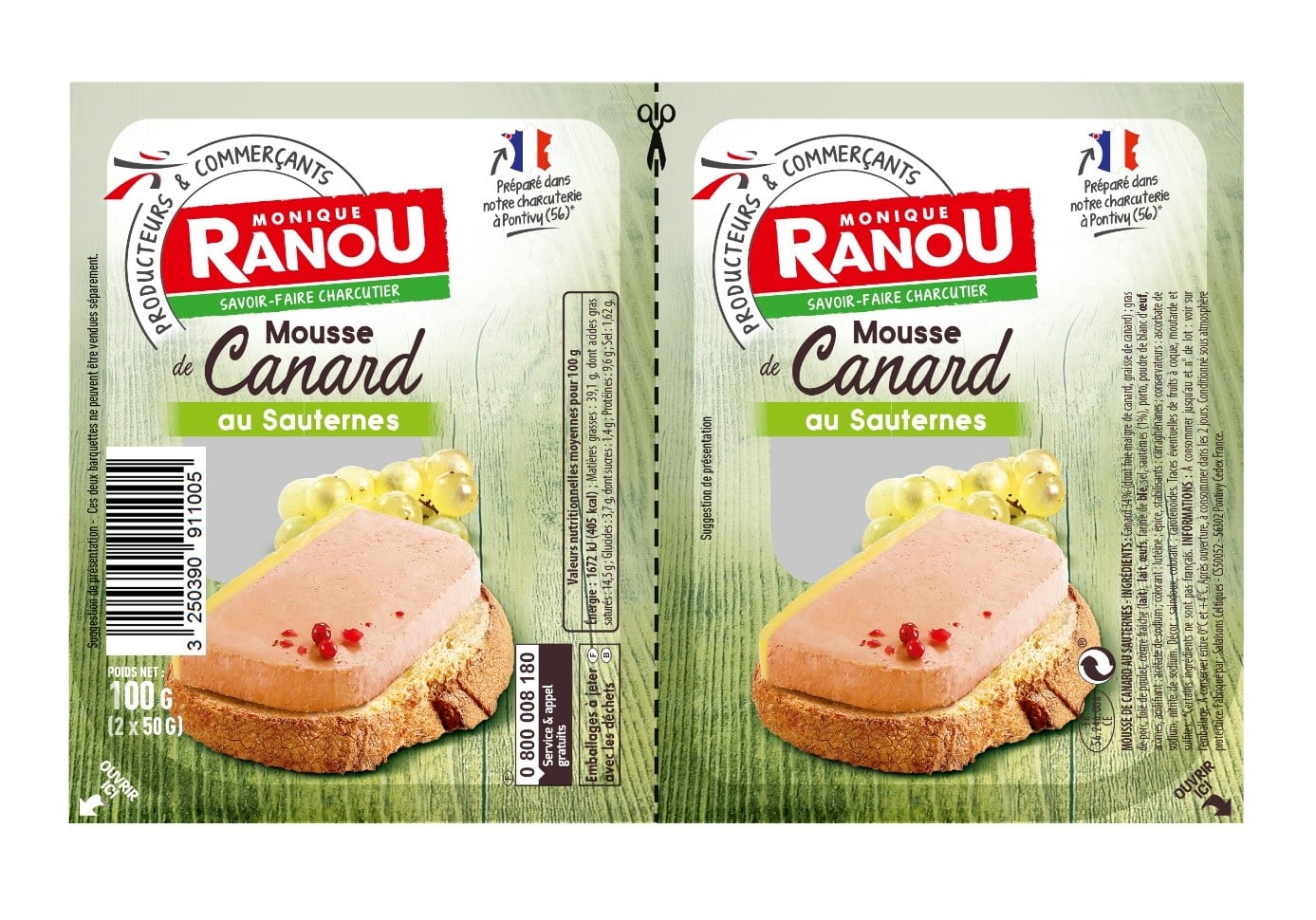 Monique Ranou Mousse de canard au Sauternes boros kacsa mousse 2x50g