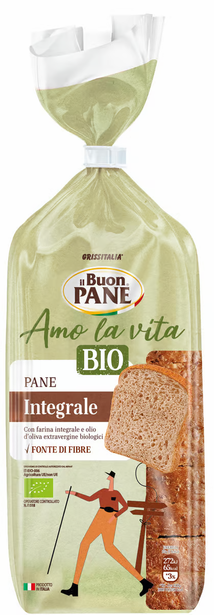 il Buon Pane Bauletto BIO teljeskiőrlésű toast kenyér olíva olajjal