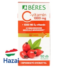Béres C-vitamin 1000 mg + 1000 NE D₃-vitamin filmtabletta csipkebogyó kivonattal 50 x 1,38 g
