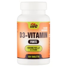 Life D3-vitamin 4000 NE Forte étrend-kiegészítő tabletta 120 db 26,4 g