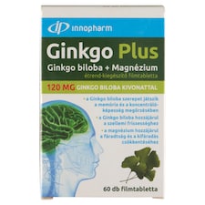 Innopharm Ginkgo Plus Ginkgo biloba + Magnézium étrend-kiegészítő filmtabletta 60 x 1,21 g (72,6 g)
