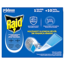 Raid illatmentes szúnyogirtó lapkás készülék 1 db + lapka 10 x 0,74 g