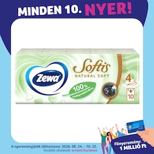 Zewa Softis Natural Soft illatmentes papír zsebkendő 4 rétegű 10 x 9 db
