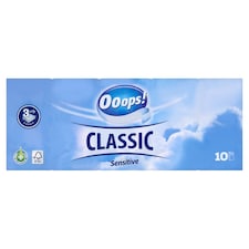 Ooops! Classic Sensitive papír zsebkendő 3 rétegű 10 x 10 db