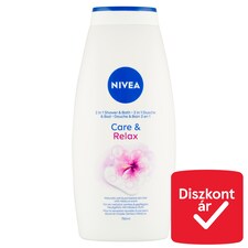 NIVEA Care & Relax ápoló és nyugtatóhatású 2 in 1 hab- és krémtusfürdő 750 ml