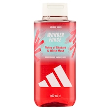 Adidas Wonder Force energizáló tusfürdő rebarbara és fehér pézsma jegyekkel 400 ml