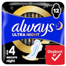 Always Ultra Secure Night Egészségügyi Betét (4-es Méret) Szárnyas Betét x 12]