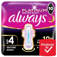 Always Platinum Egészségügyi Betét Secure Night (4-es méret), 10 db Betét