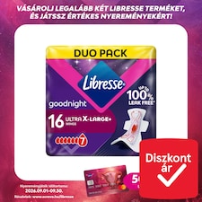Libresse Ultra+ X-Large Goodnight szárnyas egészségügyi betét, éjszakai használatra 16 db