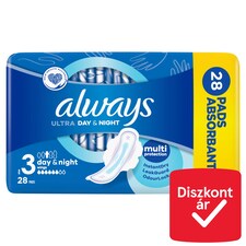Always Ultra Day & Night (S3) Szárnyas Egészségügyi Betét, 28 Db