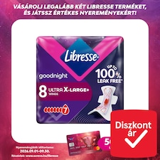 Libresse Ultra+ X-Large Goodnight szárnyas egészségügyi betét, éjszakai használatra 8 db