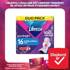 Libresse Ultra Large+ Goodnight szárnyas egészségügyi betét, éjszakai használatra 2 x 8 db
