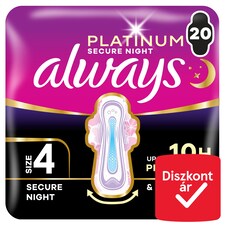 Always Platinum Egészségügyi Betét Secure Night (4-es méret), 20 db Betét
