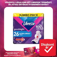 Libresse Ultra Large+ Goodnight szárnyas egészségügyi betét, éjszakai használatra 26 db