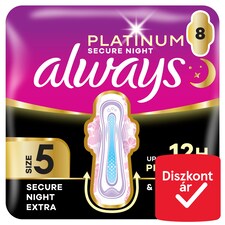 Always Platinum Egészségügyi Betét Secure Night Extra (5-ös méret), 8 db Betét
