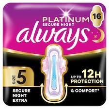 Always Platinum Egészségügyi Betét Secure Night Extra (5-ös méret), 16 db Betét