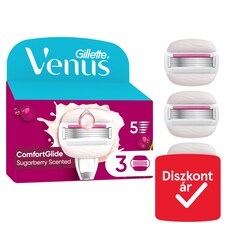 Gillette Venus Pro Comfortglide Sugarberryillatú Női Borotvabetét, 3 Borotvabetétek