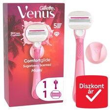 Gillette Venus ComfortGlide Miami Női Borotva Sugarberry Illattal, 1 db Borotvabetét, Borotva
