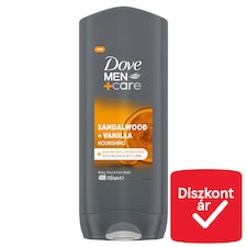 Dove Men+Care Sandalwood + Vanilla tusfürdő testre, arcra, hajra 400 ml