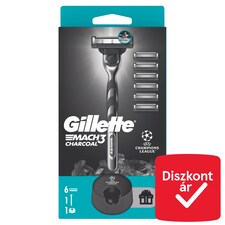 UEFA Champions League Special Edition Gillette Mach3 Charcoal Férfi Borotva, 6 Borotvabetétek