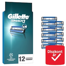 Gillette Mach3 Férfi Borotvabetétek, 12 Gillette 3 Pengés Borotvabetétek
