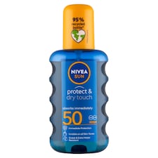 NIVEA SUN Protect & Dry Touch átlátszó hűsítő napozó spray FF50 200 ml