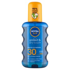 NIVEA SUN Protect & Dry Touch átlátszó hűsítő napozó spray FF30 200 ml